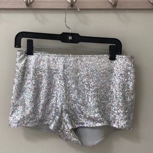 Silver Sequin Hot Pants Rave Shorts